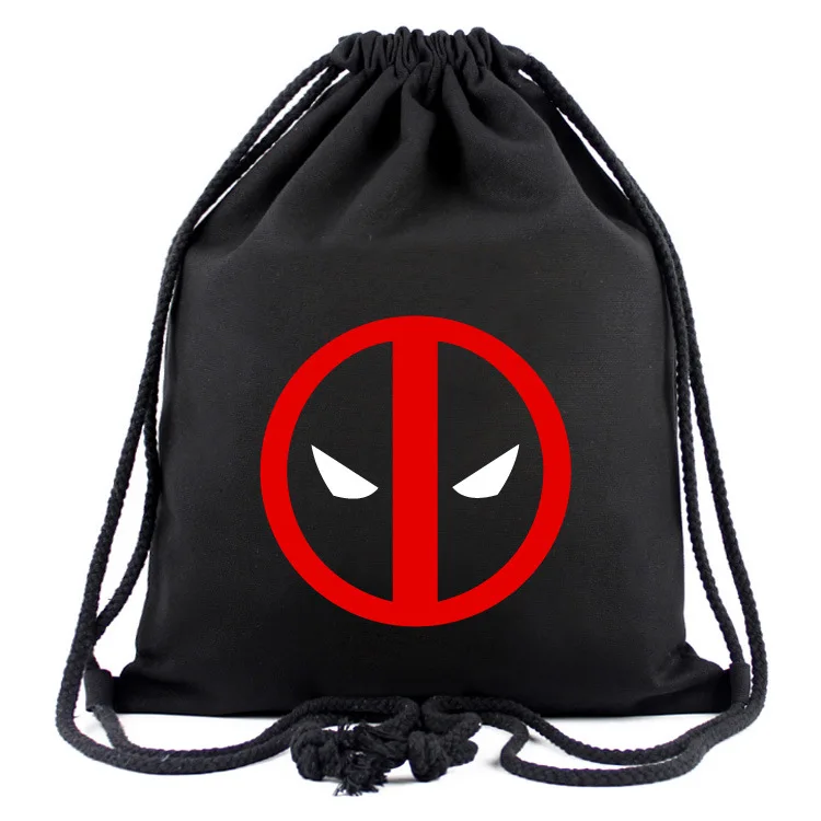 Дэдпул Мультфильм Drawstring сумка Death Note Аниме унисекс Холст Рюкзак Плечи