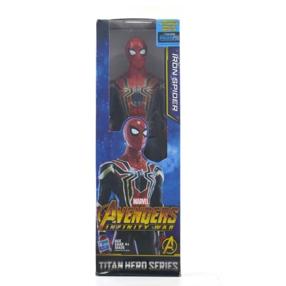 1spiderman with box 30 см Marvel Мстители игрушки танос Халк Бастер человек паук Железный человек Капитан Америка Тор Росомаха Черная пантера фигурка куклы - Цвет: 1spiderman with box