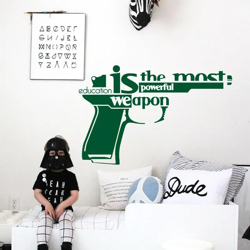 Художественный дизайн Виниловая наклейка на стену образование-самое мощное