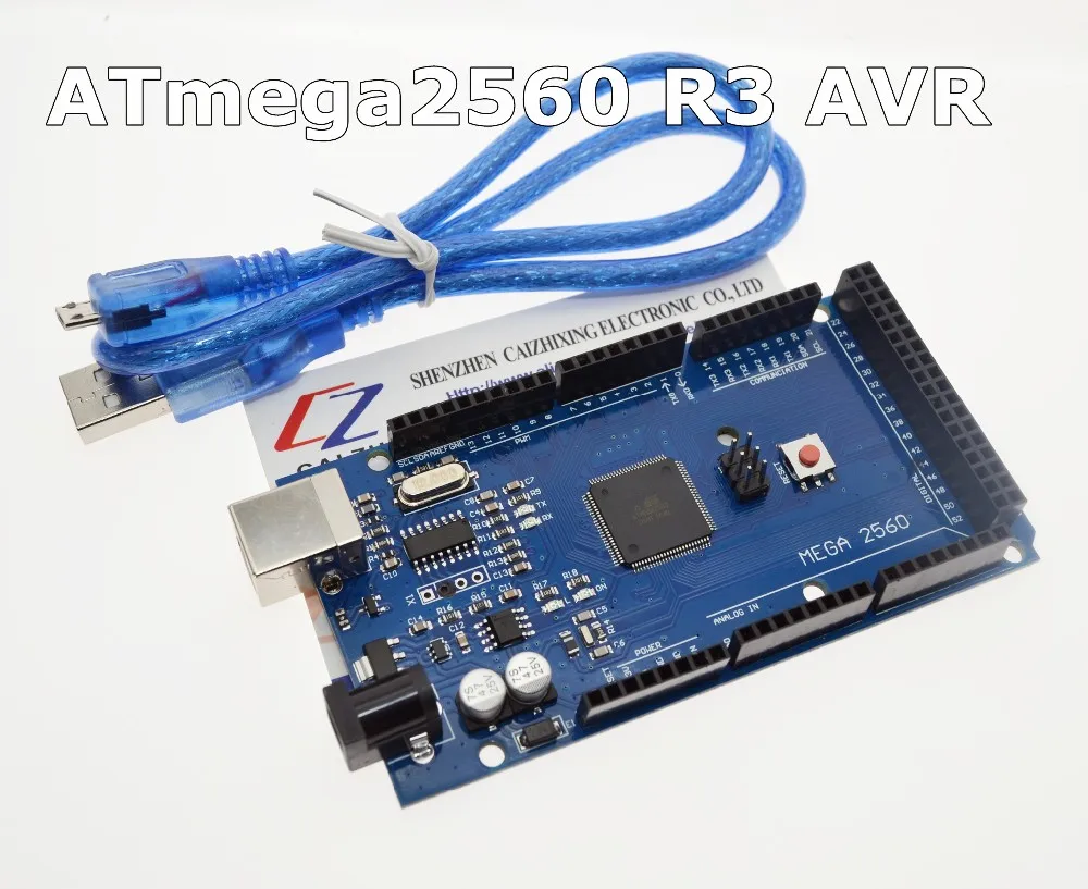 Бесплатная доставка USB плата MEGA 2560 R3 ATmega2560 AVR + Бесплатный кабель для Arduino MEGA2560 мы