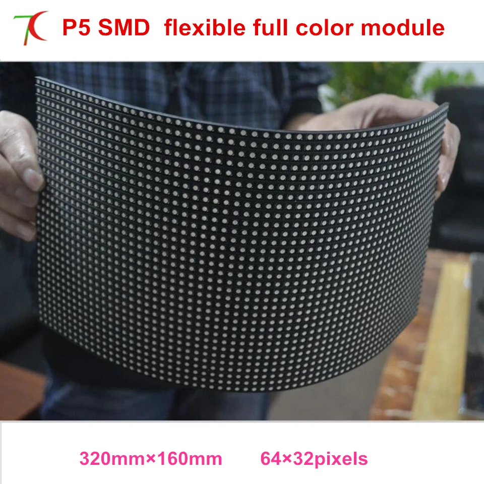 Гибкий P5 smd Крытый 320*160 мм полноцветный светодиодный модуль широко для
