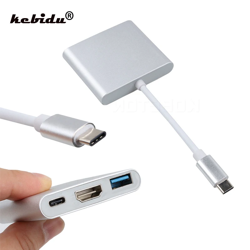Kebidu1pcs Новый USB 3.1 Тип C к HDMI 3.0 концентратор адаптер Extender HD 4 К для MacBook Air 12 конвертер