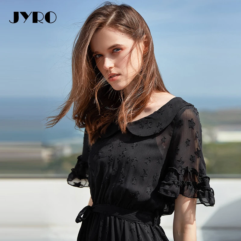 JYRO летнее кружевное платье 2018 Ретро Высокая Талия до колена Кукла Воротник слово