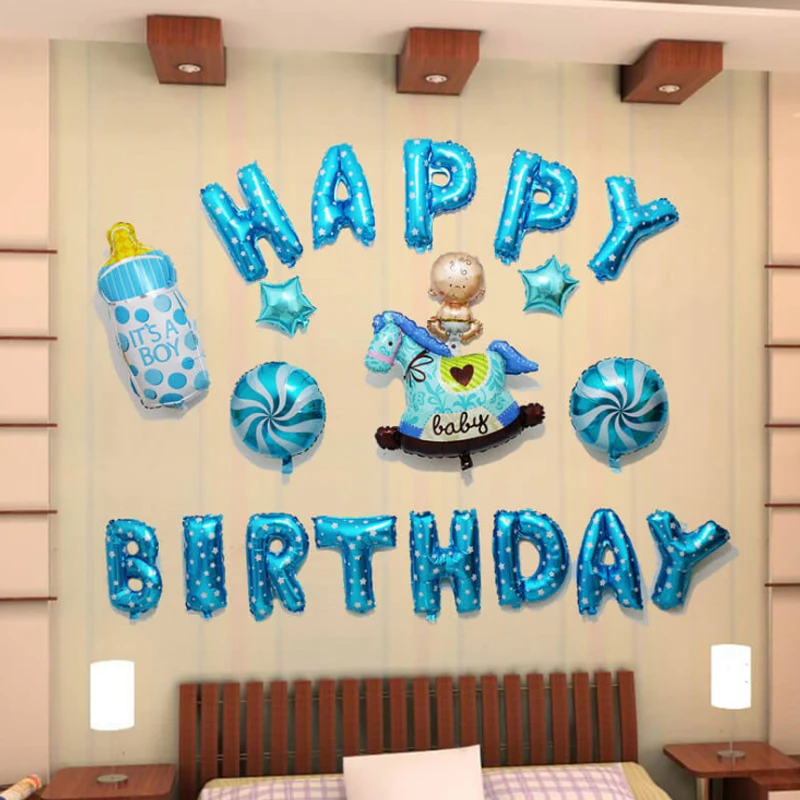 Toy Children's Inflatable Aluminum Foil Balloon Baby Happy Birthday Letter Balloons Party Decorations for Kids Pa | Дом и сад