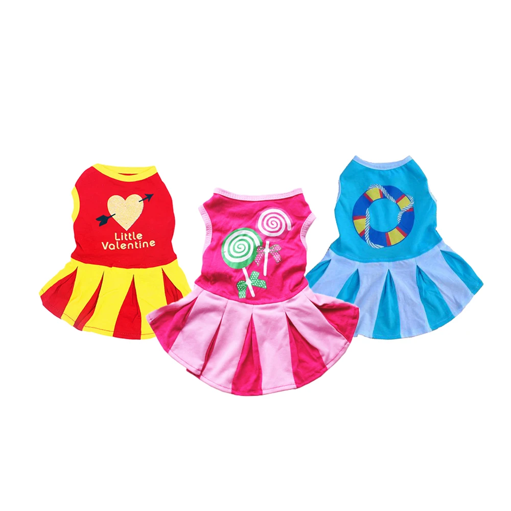 Красная желтая и синяя 3 хлопковая летняя одежда для домашней Собаки Одежда