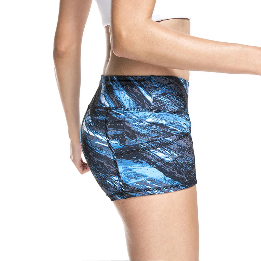 Женские высокопрочные быстросохнущие спортивные шорты с принтом для бега йоги