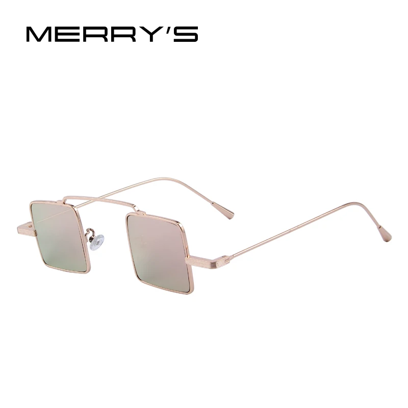 MERRYS винтажные женские/мужские Квадратные Солнцезащитные очки в стиле стимпанк S8084 - Цвет линз: C02 Pink
