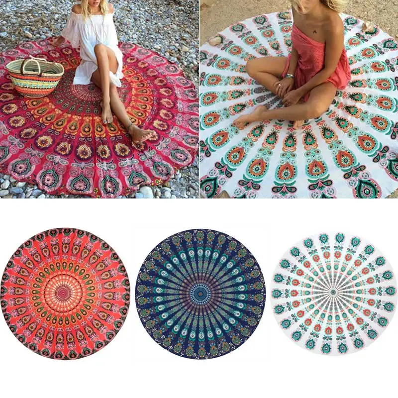 Круглый коврик Scarve Mandala гобелен пляжный пикник плед в богемном стиле коврики для