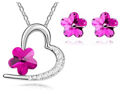 Австрийский Хрустальный цветок кулон Новый Модный Ювелирный Набор Подарок