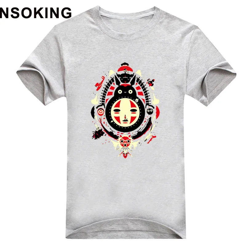 New Miyazaki Hayao Totoro T-shirt Fashion Spirited Away men t shirt No Face man Cotton Summer Short-sleeve loose Tees tops | Мужская