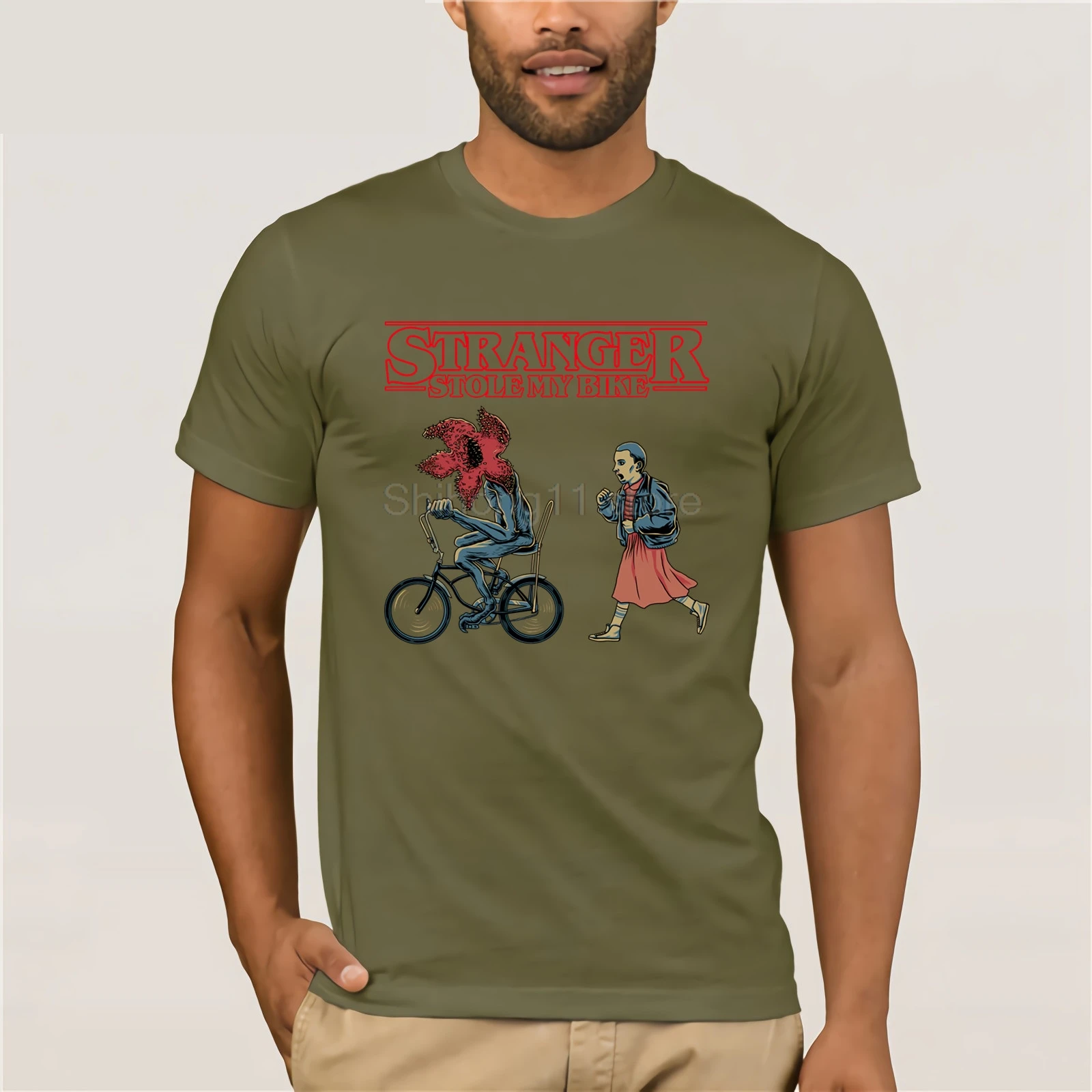 Stranger Stole My Bike Horror T-Shirt Brand T-shirt casual top Fun Men's Print Casual 100% Cotton Popular | Мужская одежда