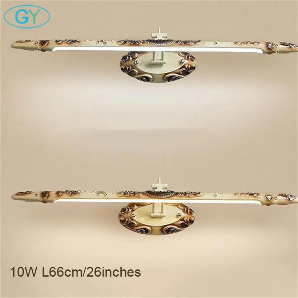 L50cm L60cm L66cm Винтажный Золотой светодиодный светильник для переднего зеркала для ванной комнаты косметические лампы для туалетного столика Смола espejo con светодиодный potencia mtb