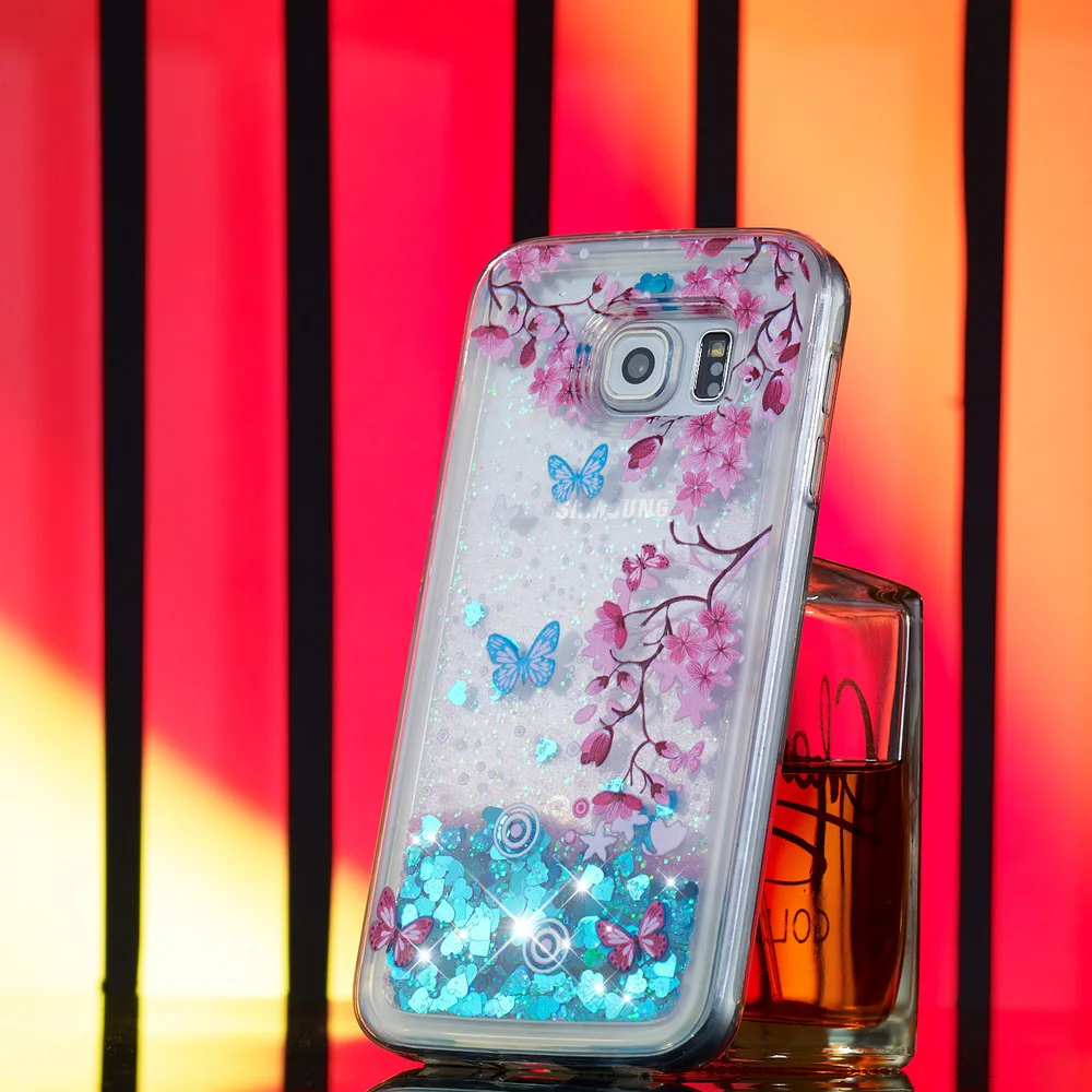 Облегающий чехол для Samsung Galaxy S6 блестящие звезды динамический зыбучий песок