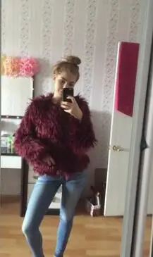 Высокий класс 6XL Большие размеры Для женщин зимнее пальто с искусственным мехом куртки розовый черный мех пальто куртки Для женщин теплая Искусственный мех верхняя одежда - Цвет: Бургундия