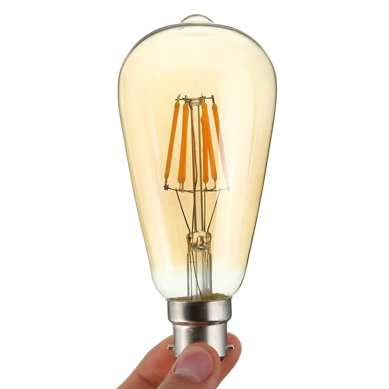 Затемнения 6 Вт ST64 Винтаж Светодиодная лампа edison Bulb B22 клетка Ретро COB Светодиодный свет лампы 220 в домашний декор висячая лампа теплый белый