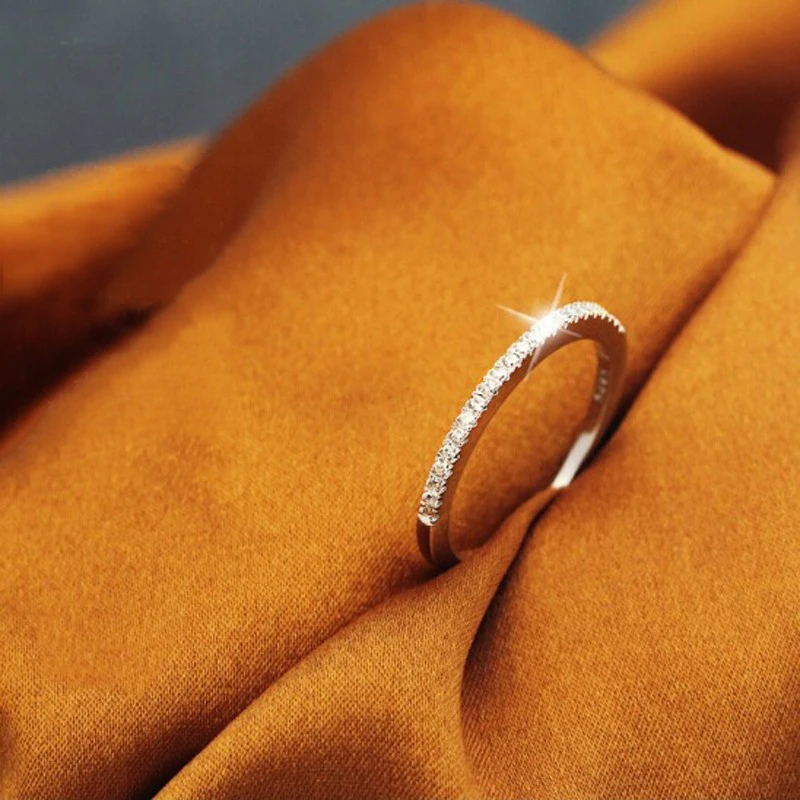 COLORFISH простой матч обручальное кольца для женщин Micro Pave AAA кубического циркония Jewelry 925 пробы серебро тонкий Вечность кольцо