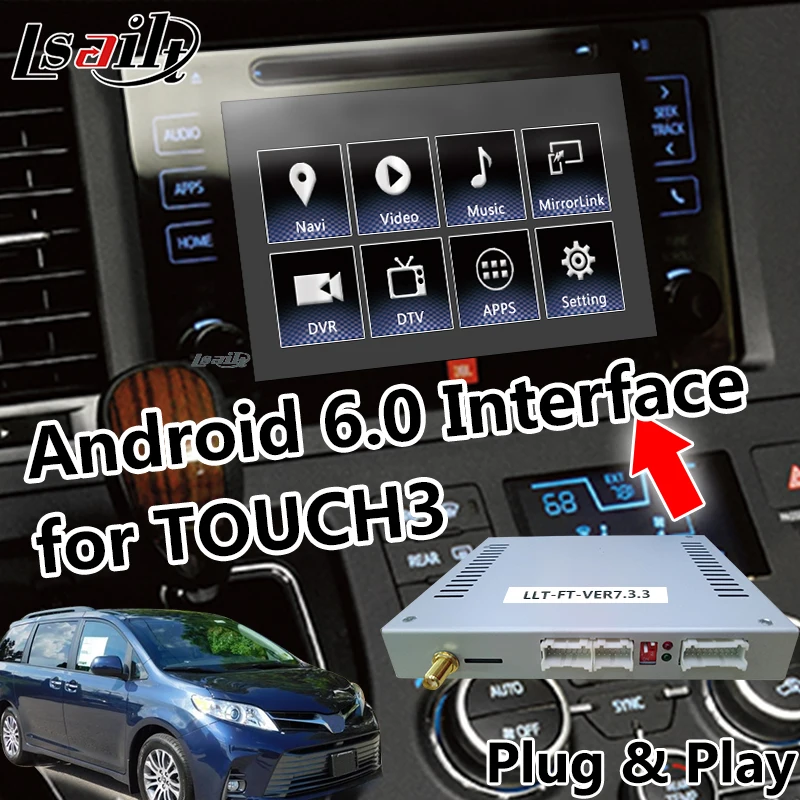 Plug& Play Android gps навигация видео интерфейс коробка для-19 Sienna Panasonic pioneer модель с waze, yandex и т. Д