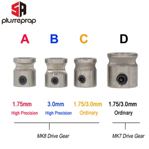 1 шт. MK8 MK7 приводная шестерня для 1.75 мм и 3 мм 3D-принтеры RepRap филамента шкива экструдера  5 мм вал 3д принтер экструдер Продажа