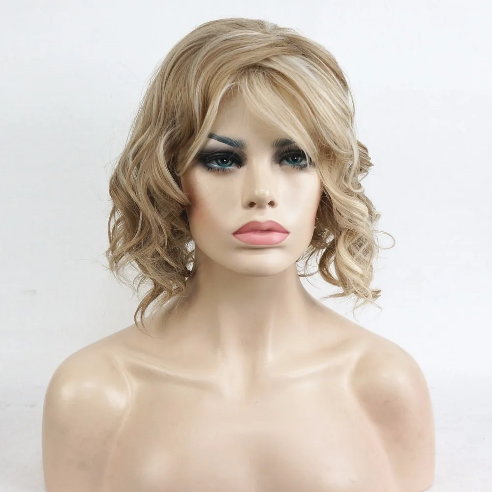 StrongBeauty Короткие Волнистые Ombre блонд Высокая жара ОК полный синтетический парик женские парики