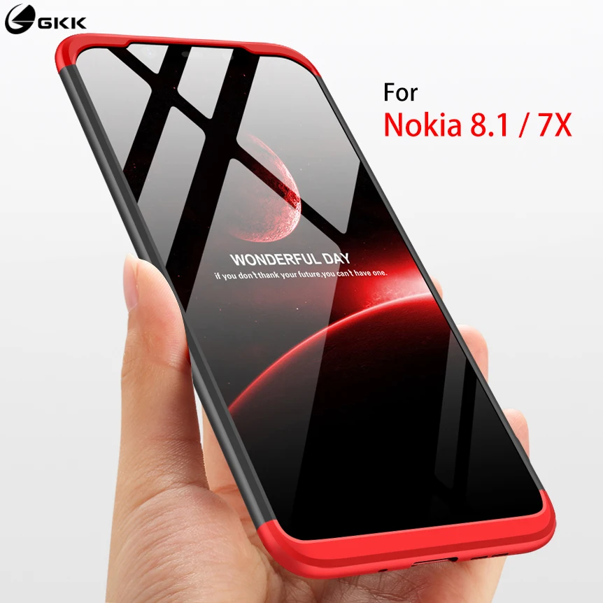 

GKK Fitted Case for Nokia 8.1 case 360 full protection 3 in 1 Anti-knock&proof Hard PC Matte Back Cover for Nokia 7X Cover Funda