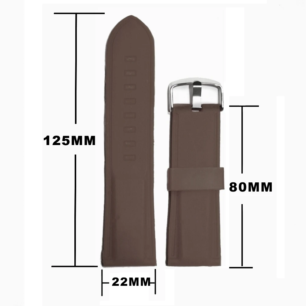 22 мм темно коричневый силиконовый желе резиновый унисекс ремешок для часов