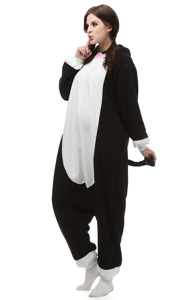 Кигуруми взрослых Onesie Черный кот пижамы Полуночный Кот пижама в виде костюм косплея унисекс мультфильм спальный костюм