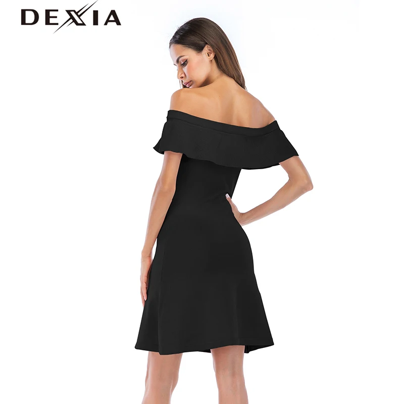 DEXIA/летнее черное Открытое Платье Vestidos De Fiesta вечерние свободные трапециевидные