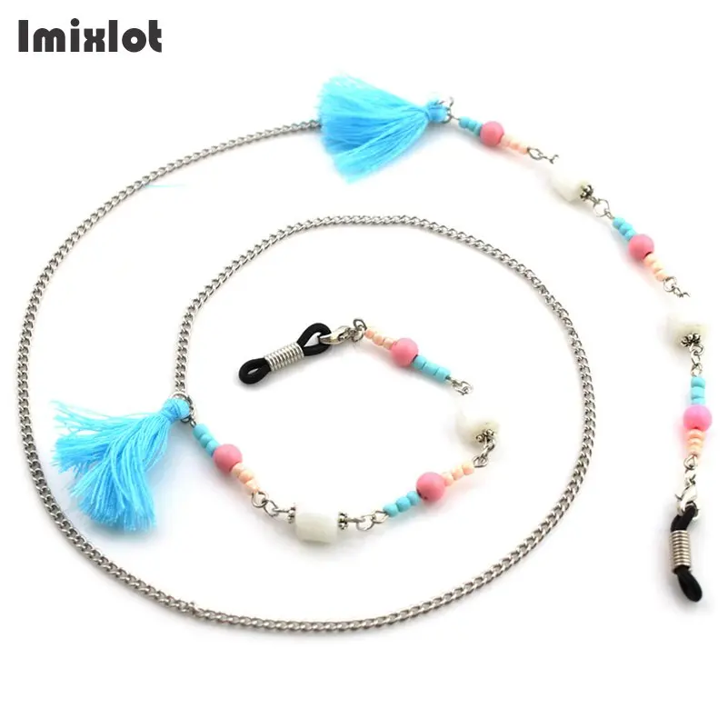 Imixlot 1 предмет Mix Стиль женские разноцветные кисточки, Линзы для очков, рыбной ловли, солнцезащитные очки цепочка для очков для чтения для телефона, держатель для телефона шейный ремешок веревка