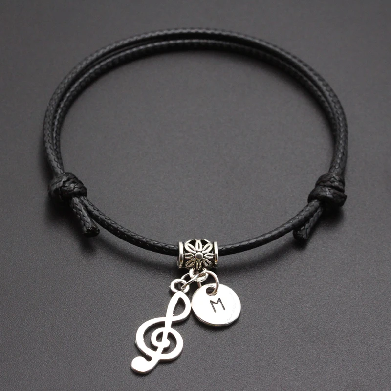 A-Z буквы Милая подвеска-музыкальные ноты красной нитью строка браслет "сделай сам" Счастливая веревка браслет для Для женщин Для мужчин, ювелирное изделие, подарок