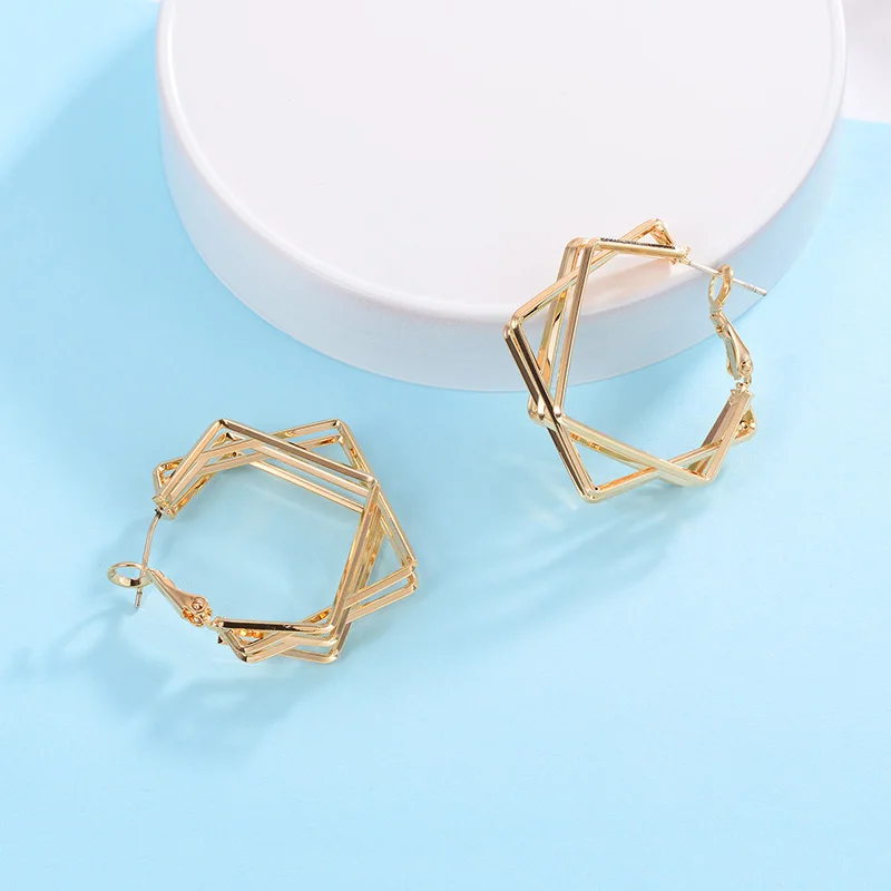 Необычные серьги кольца для женщин новые круглые женские из сплава модные