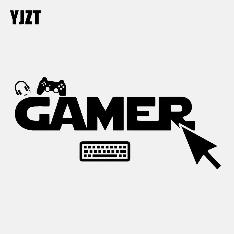 

YJZT, 17 см * 7,6 см, Веселый игровой джойстик, фотовиниловая черная/Серебристая Наклейка на автомобиль