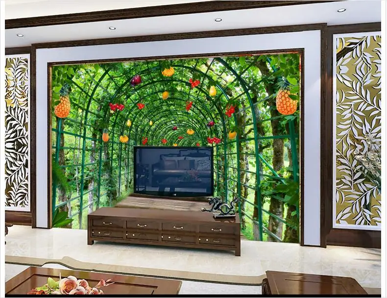 3d фотообои на заказ Настенные обои для телевизора декор стен фрукты рай
