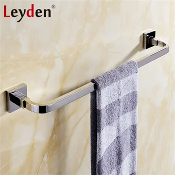 Leyden High Quality Stainless Steel Rail Towel Polished Chrome Towel Holder Wall Mounted Single Towel Hanger Bathroom Accessory
