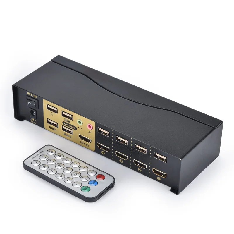 USB KVM Switch 4 in 1 out USB2.0 With Audio cables Splitter Mouse keyboard 4Kx2K HDMI Switcher