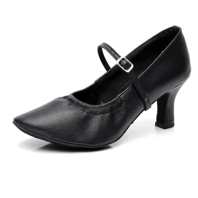

Classic Ballroom Shoes For Girls And Women Middle Heel Leather Stretch Waltz Tango Foxtrot Quick Step Dance Shoes 5.5cm 7cm Heel