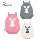 Новинка 2018, брендовый вязаный шерстяной комбинезон для новорожденных, младенцев, маленьких мальчиков и девочек с кроликом, комбинезон, наряды без рукавов, теплый комплект одежды