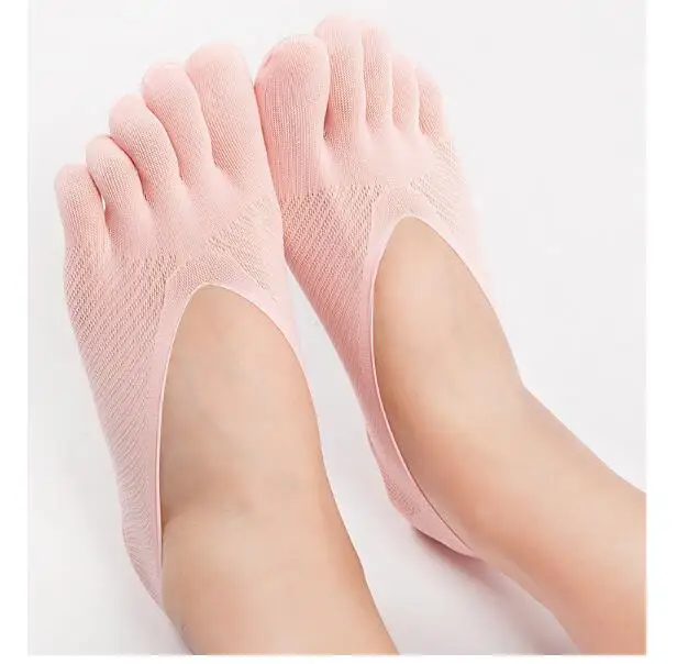 5 pairs/lot! New Cotton Breathable Five Toe Socks For Women Grid Patchwork Female's  Finger Socks Elastic