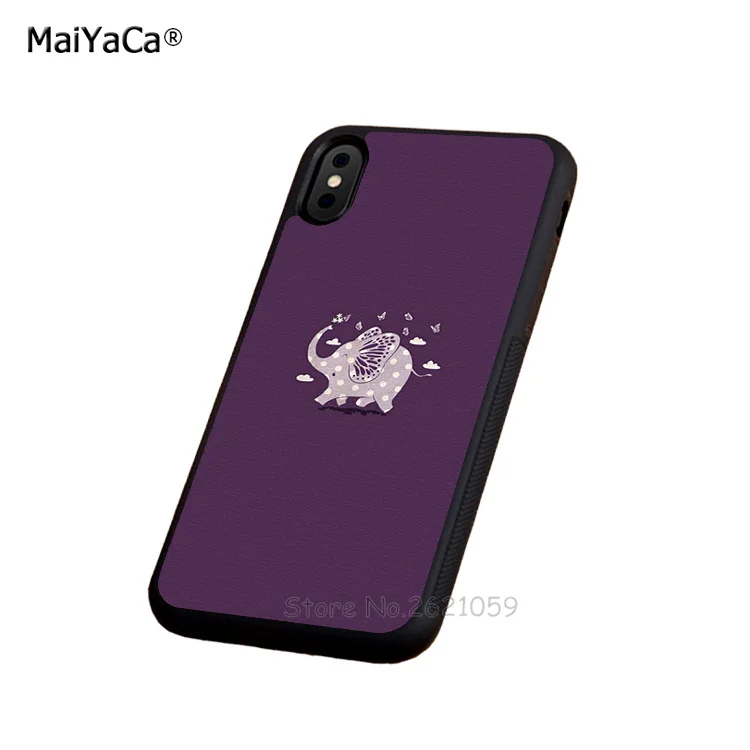Слон Бабочка фиолетовый мягкий край жесткий чехол для телефона iPhone 5S SE 6 6S plus 7 8 X XR