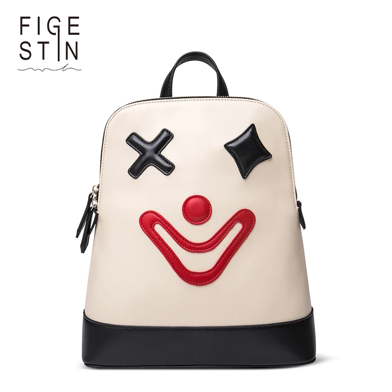FIGESTIN рюкзаки для подростков девочек мода милый белый мультфильм клоун шаблон