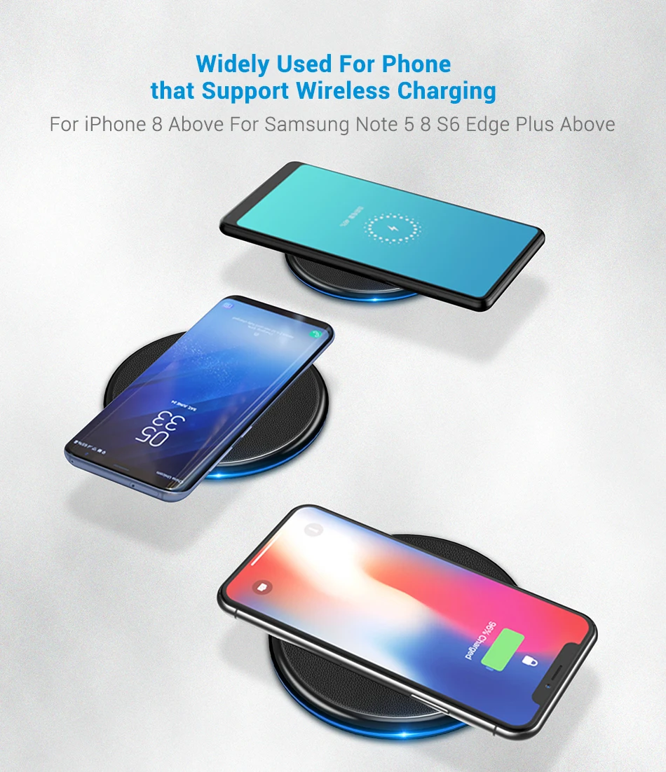 Быстрое беспроводное USB зарядное устройство KISSCASE для iPhone Xs Max 8 Plus, Беспроводной коврик, быстрая зарядка для samsung S8 S9 Plus, адаптер для планшета