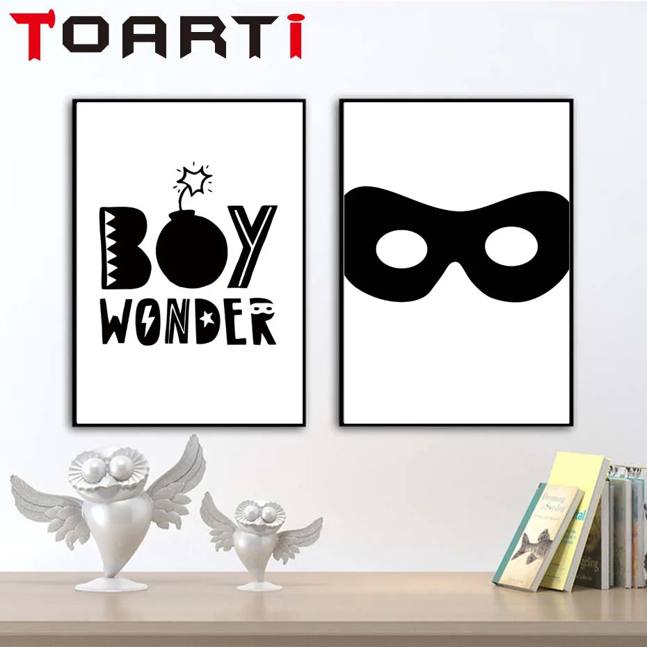 Robin the boy wonder symbol wall art painting superhero black and white canvas posters prints for kids room home decor | Дом и сад