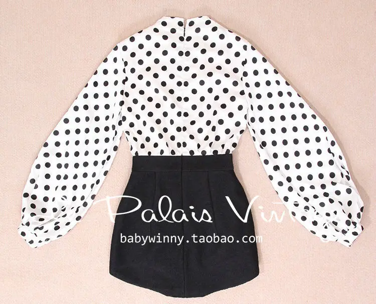 Le Palais винтажная Ограниченная серия элегантных шорт в черно-белый горошек с рукавами-фонариками/женский комбинезон