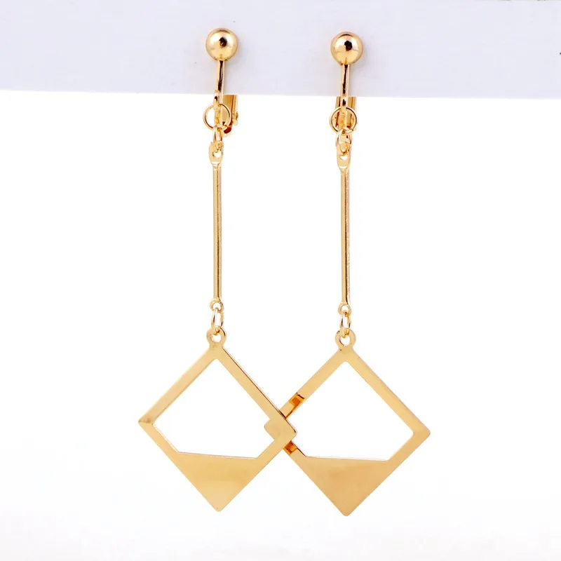 Индивидуальные геометрические полые квадратные Длинные металлические серьги