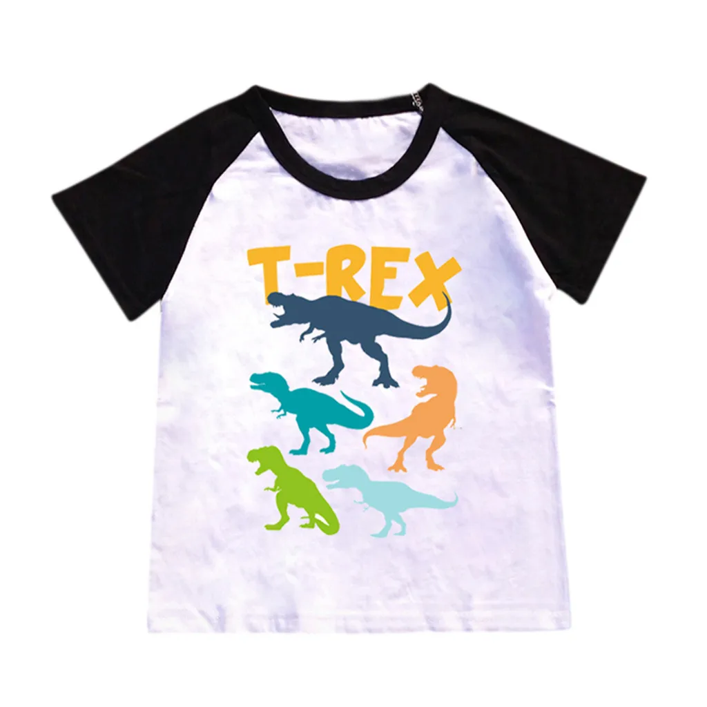 Детская футболка с рисунком динозавров для мальчиков | - Фото №1