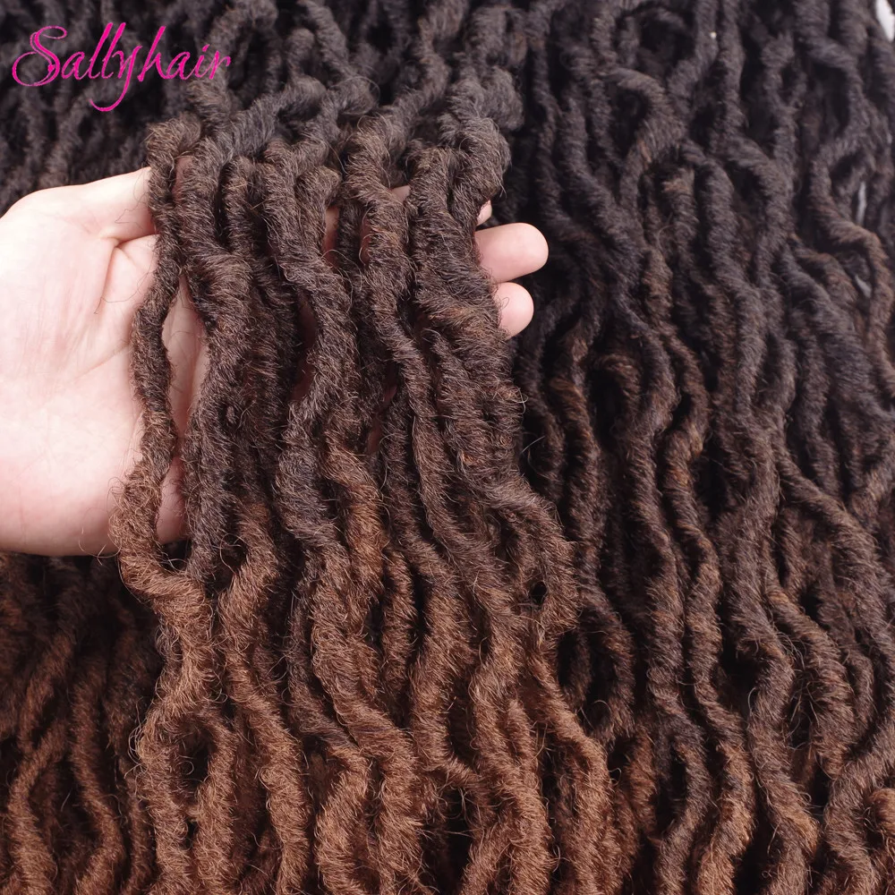 Sallyhair вязанные косички для наращивания волос 24 пряди/упаковка Faux locs Curly Ombre синтетические плетеные волосы 18 дюймов