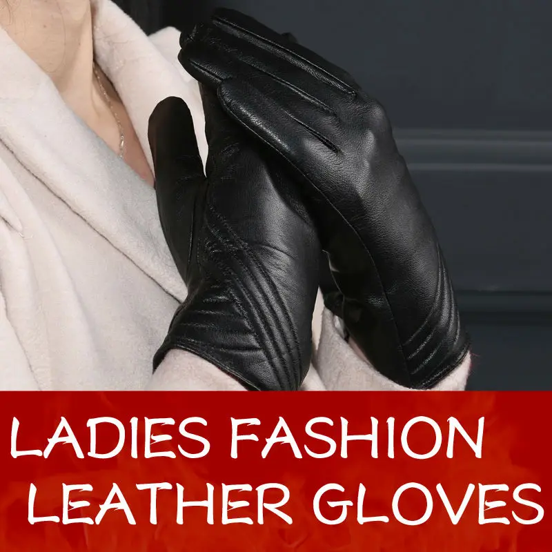 Новый стиль женские перчатки зимние меховые кожаные теплые варежки модные для