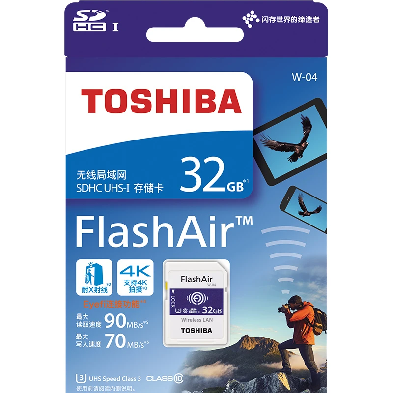 Toshiba 16 Гб/32 ГБ/64 Гб Micro SD карта Flash Air 4 го поколения Беспроводная LAN Встроенная SDXC памяти U3 класс 10 камера