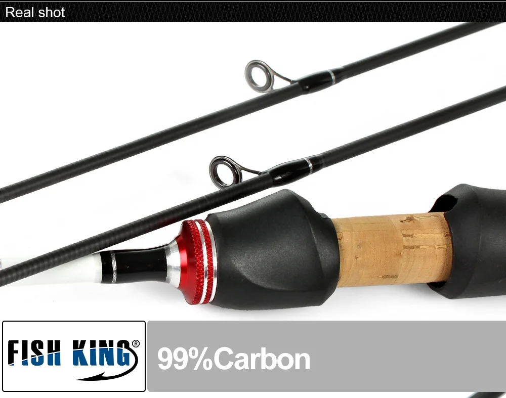 FISH KING 2 Tip UL с. Вт 0,8-5 г карбоновая удочка Спиннинг ультра светильник 2-5LB UL мощный туристический ультра светильник для рыбалки удочка для приманки