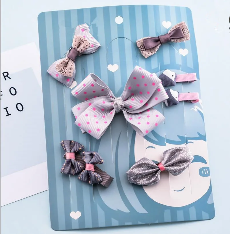 Детские аксессуары для волос ручной работы 7 шт./компл. милые заколки в горошек со