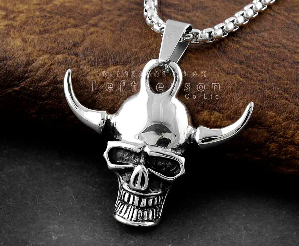 Цепочка с подвеской в виде черепа из рога быка викинга высокого качества мужские
